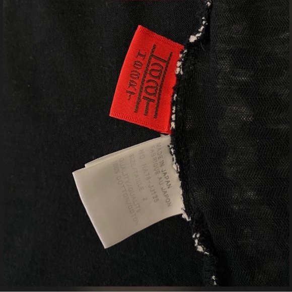 Issey Miyake Haat Heart 90s Black & White Textured Sleeveless Collar Top sz S - Picture 3 of 5